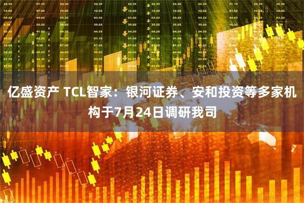亿盛资产 TCL智家：银河证券、安和投资等多家机构于7月24日调研我司