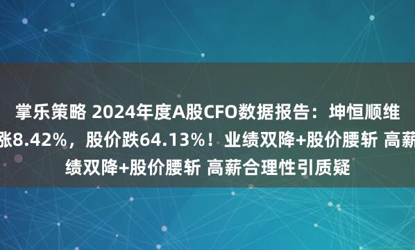 掌乐策略 2024年度A股CFO数据报告：坤恒顺维CFO牟兰薪酬涨8.42%，股价跌64.13%！业绩双降+股价腰斩 高薪合理性引质疑