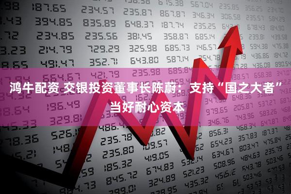 鸿牛配资 交银投资董事长陈蔚：支持“国之大者” 当好耐心资本